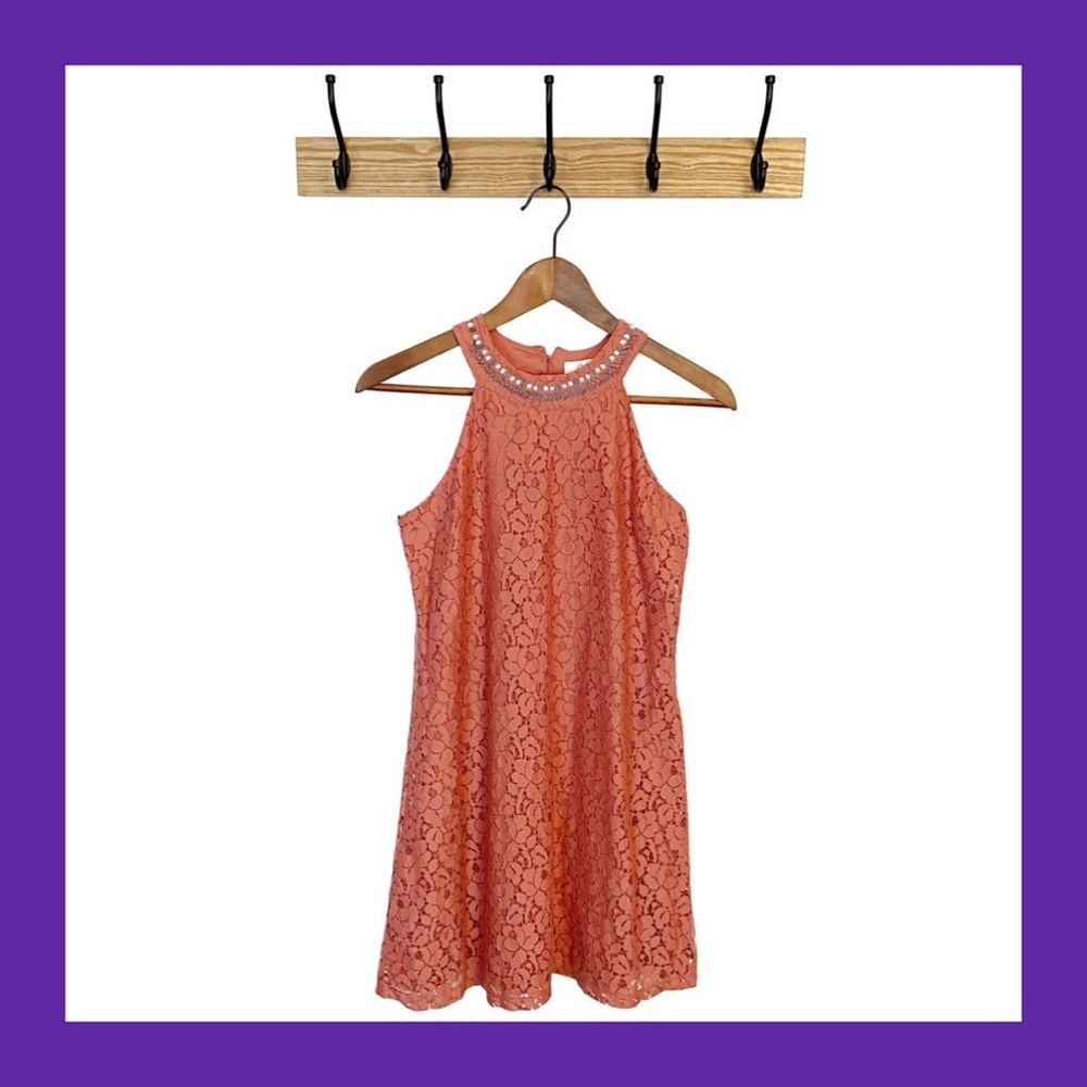 CANDIE’S Canyon Rose Lace Halter Shift Dress S NWT